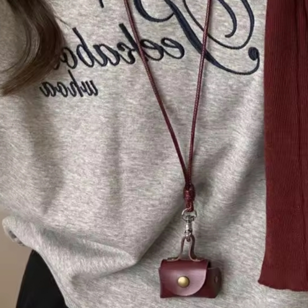 New Mini Leather Coin Purse Necklace • Burgandy Red • Bag Necklace • NWOT